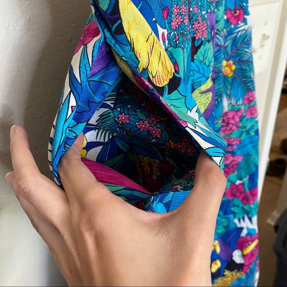 VINTAGE Jos A Bank tropical bird pleat midi skirt - Picture 7 of 13